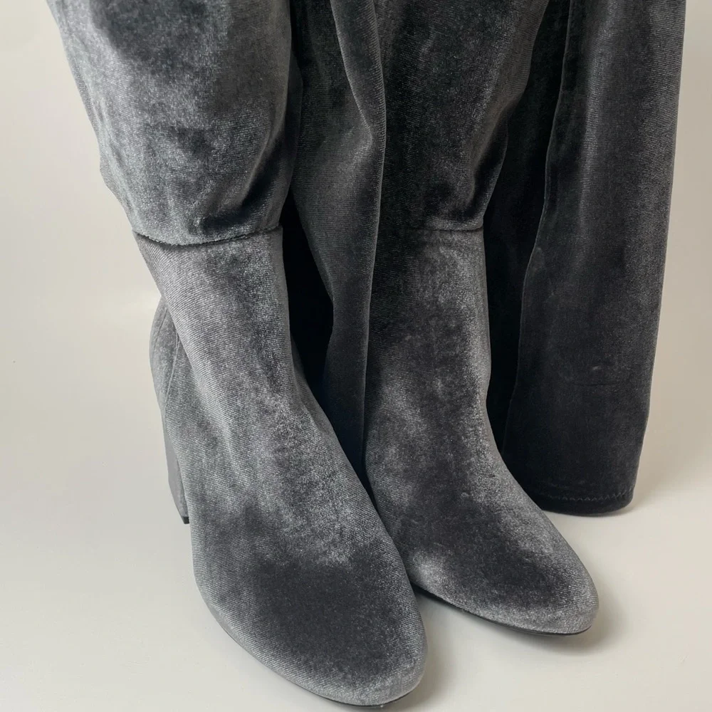 Aldo Black Velvet Knee-High Boots Size 7